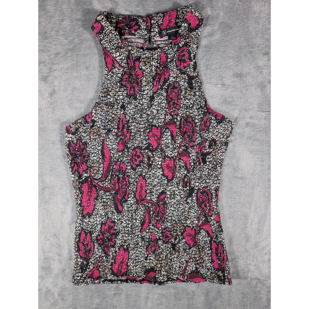 INC International Concepts Womens Floral Smocked High Neck Halter Top Small